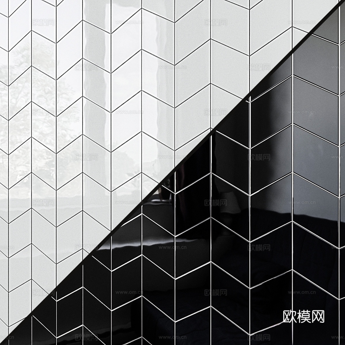 陶瓷墙砖 EQUIPE RHOMBUS Wall 3 7 种3d模型