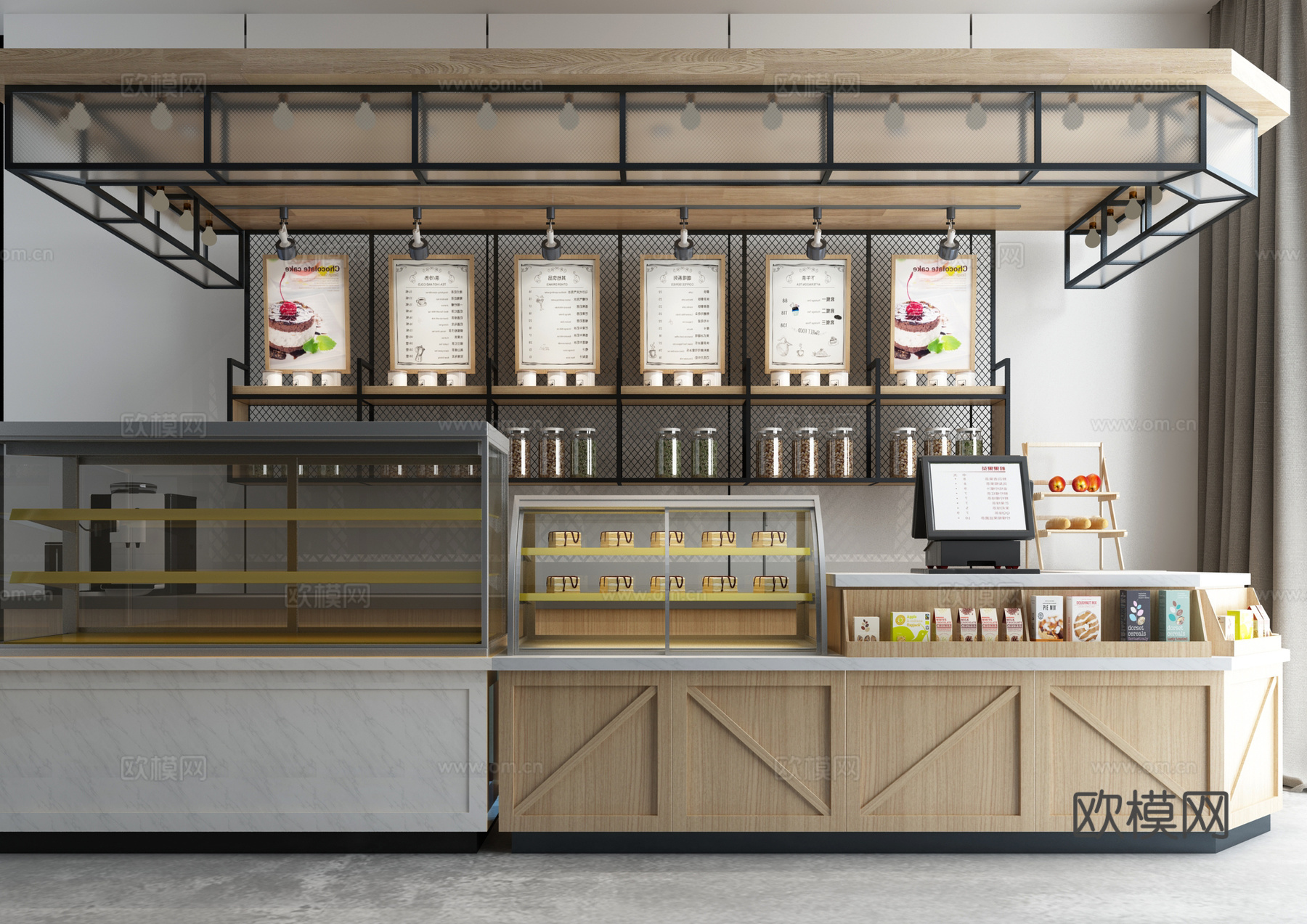中式自助餐吧台面包馆吧台3d模型下载（渲染图2）