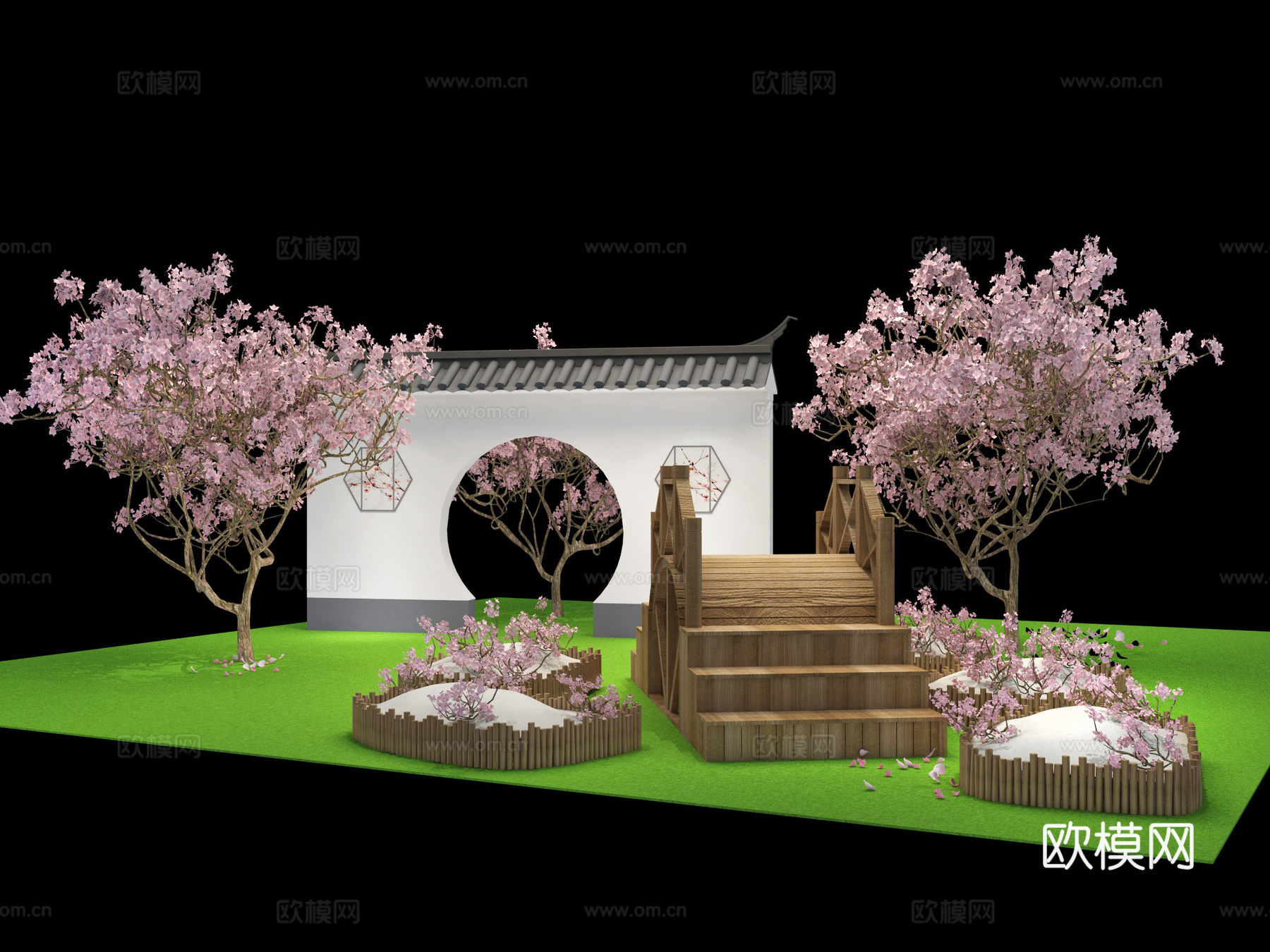 中式商场美陈 拱桥3d模型