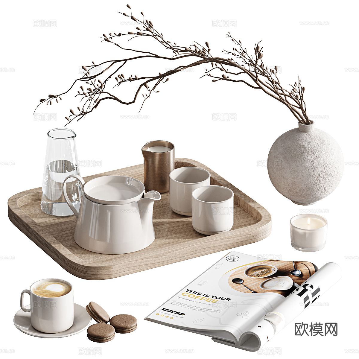新中式茶具 饰品摆件3d模型