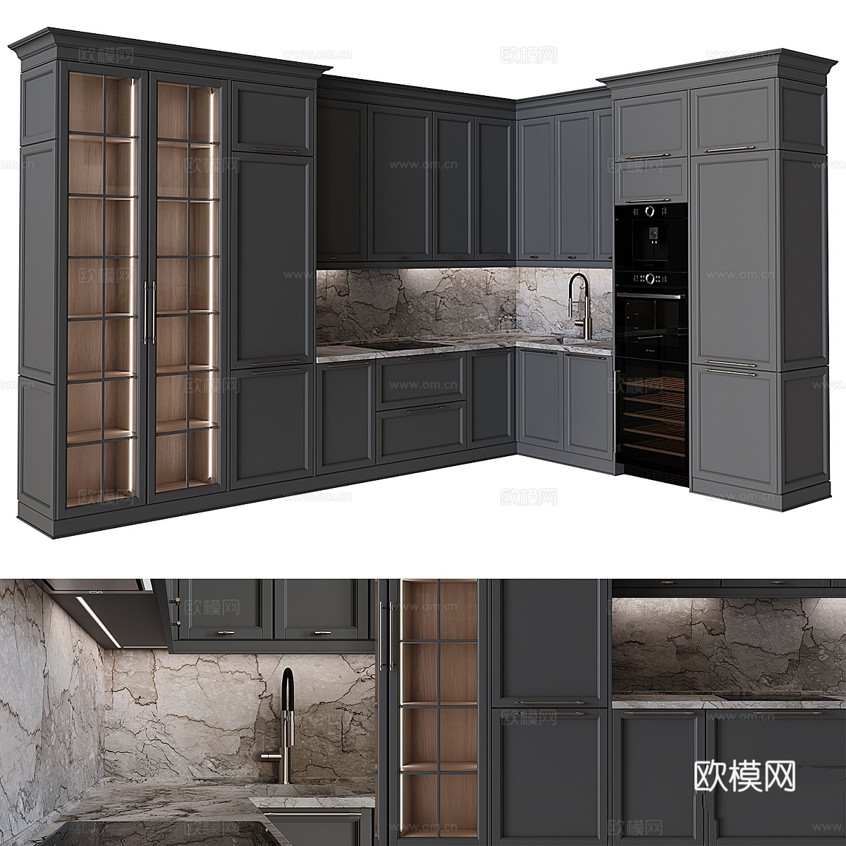 新古典主义风格厨房 563d模型