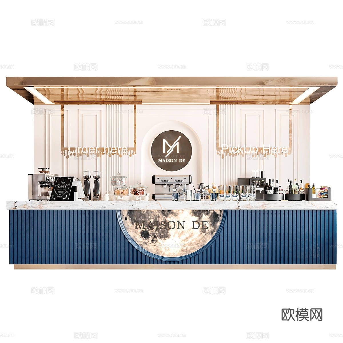 经典风格咖啡点配咖啡机3d模型