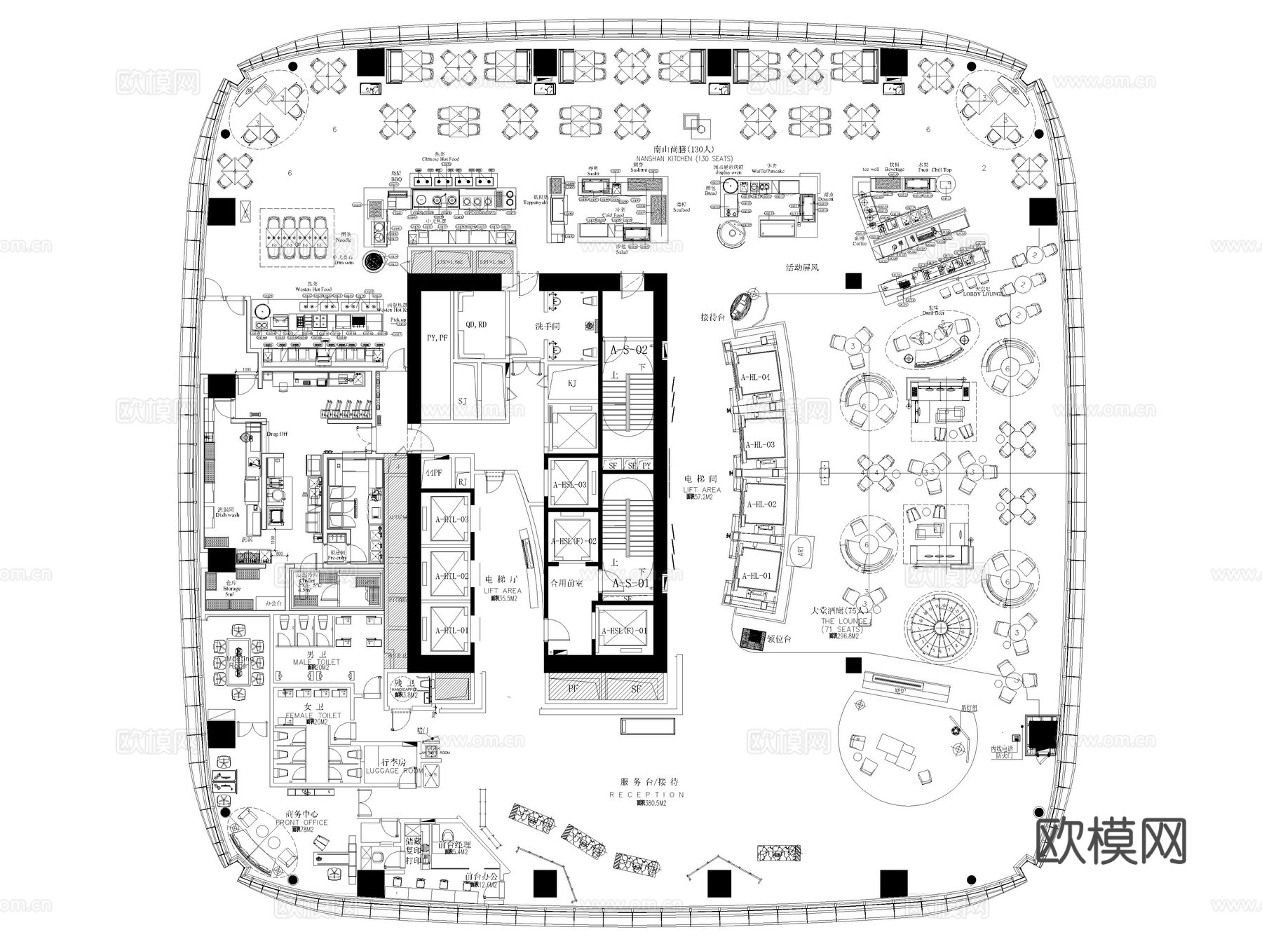 13套酒店大堂CAD平面图cad施工图