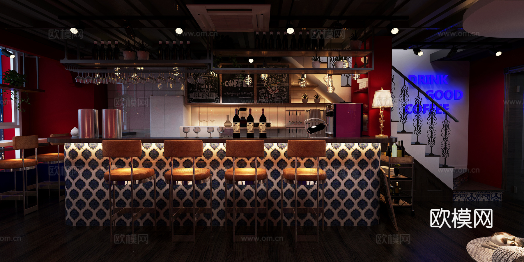 欧式古典英伦风小酒吧3d模型下载（渲染图3）