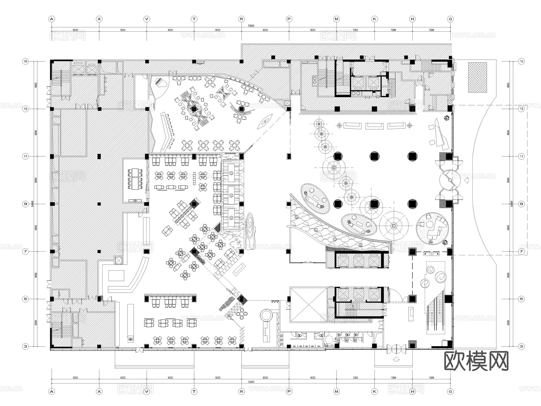 22套酒店大堂酒店客房CAD平面图施工图cad施工图