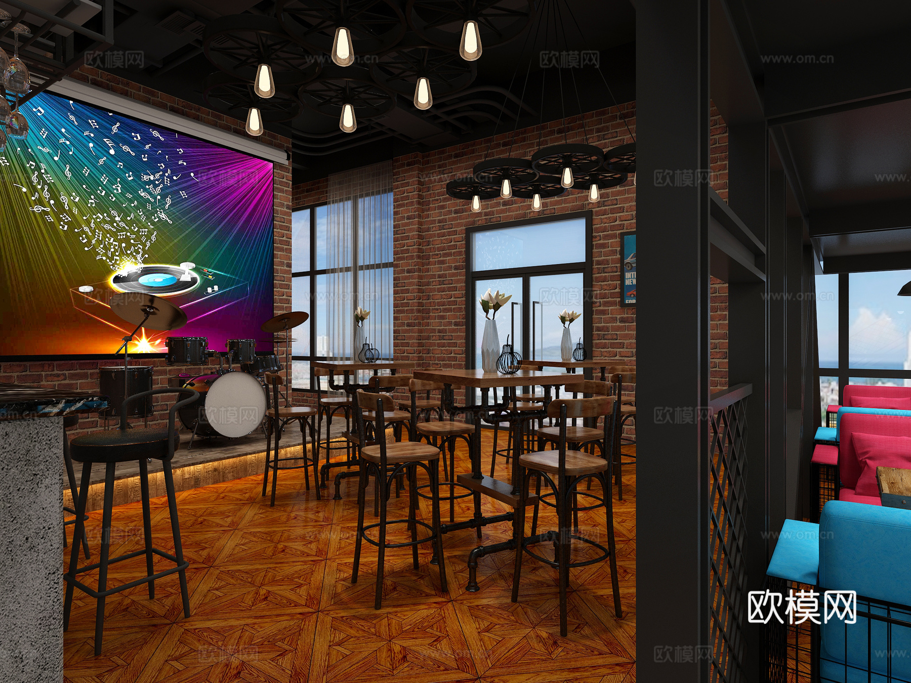工业风酒吧美甲店3d模型