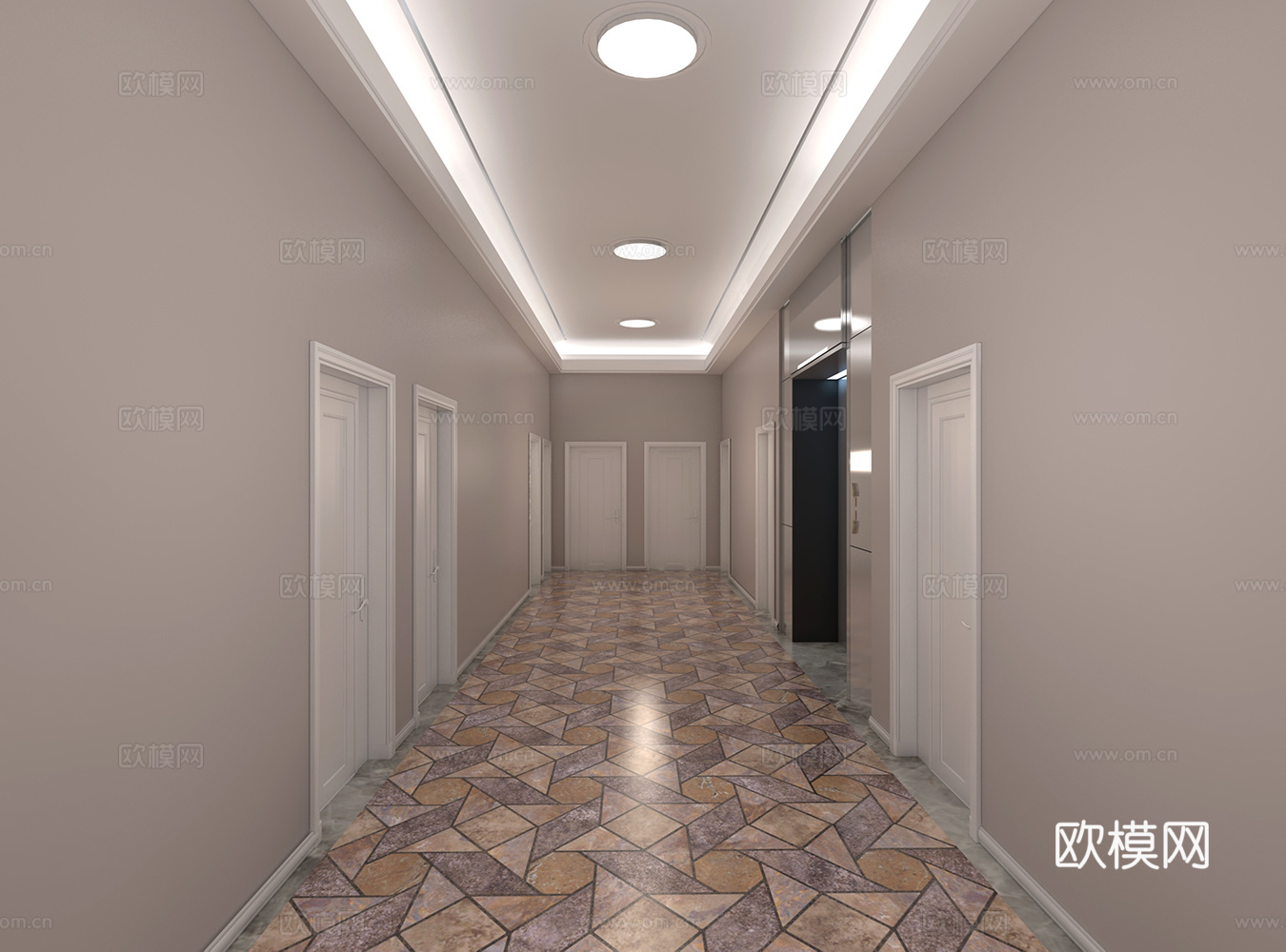 北欧简约酒店过道3d模型