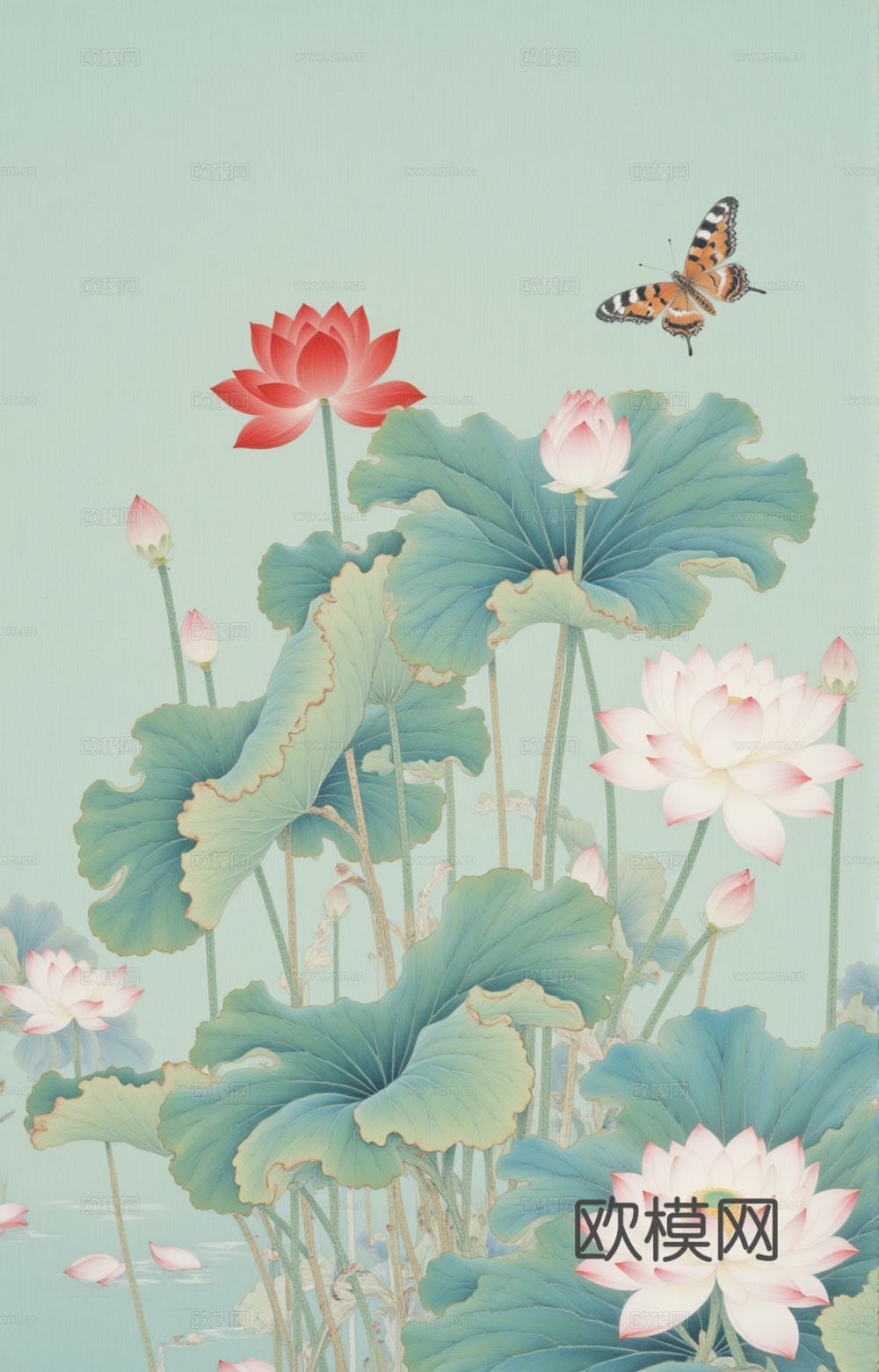 装饰挂画 工笔画 荷花