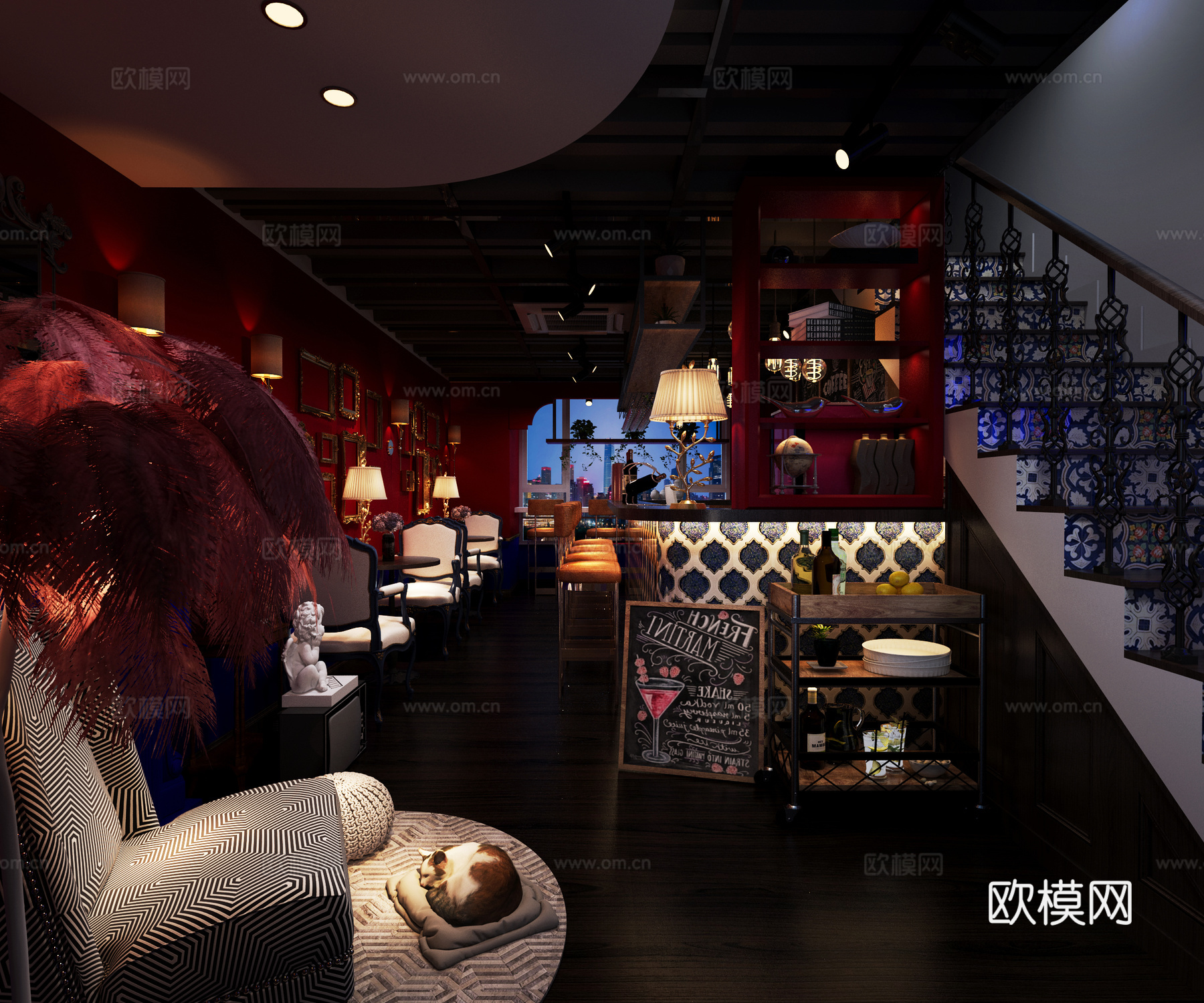 欧式古典英伦风小酒吧3d模型下载（渲染图1）