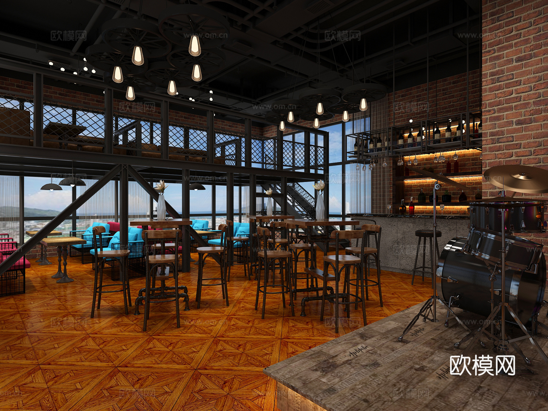 工业风酒吧美甲店3d模型