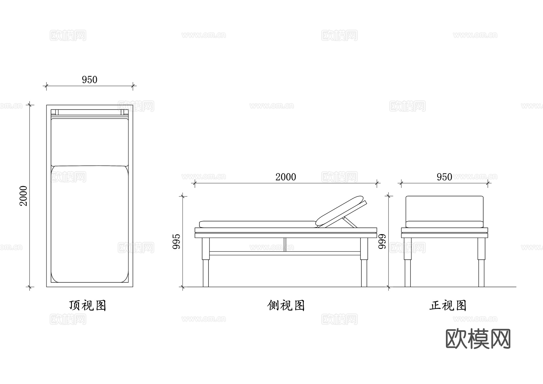 SPA床 水疗按摩床 美容院按摩床 身体护理床 按摩理疗床cad施工图