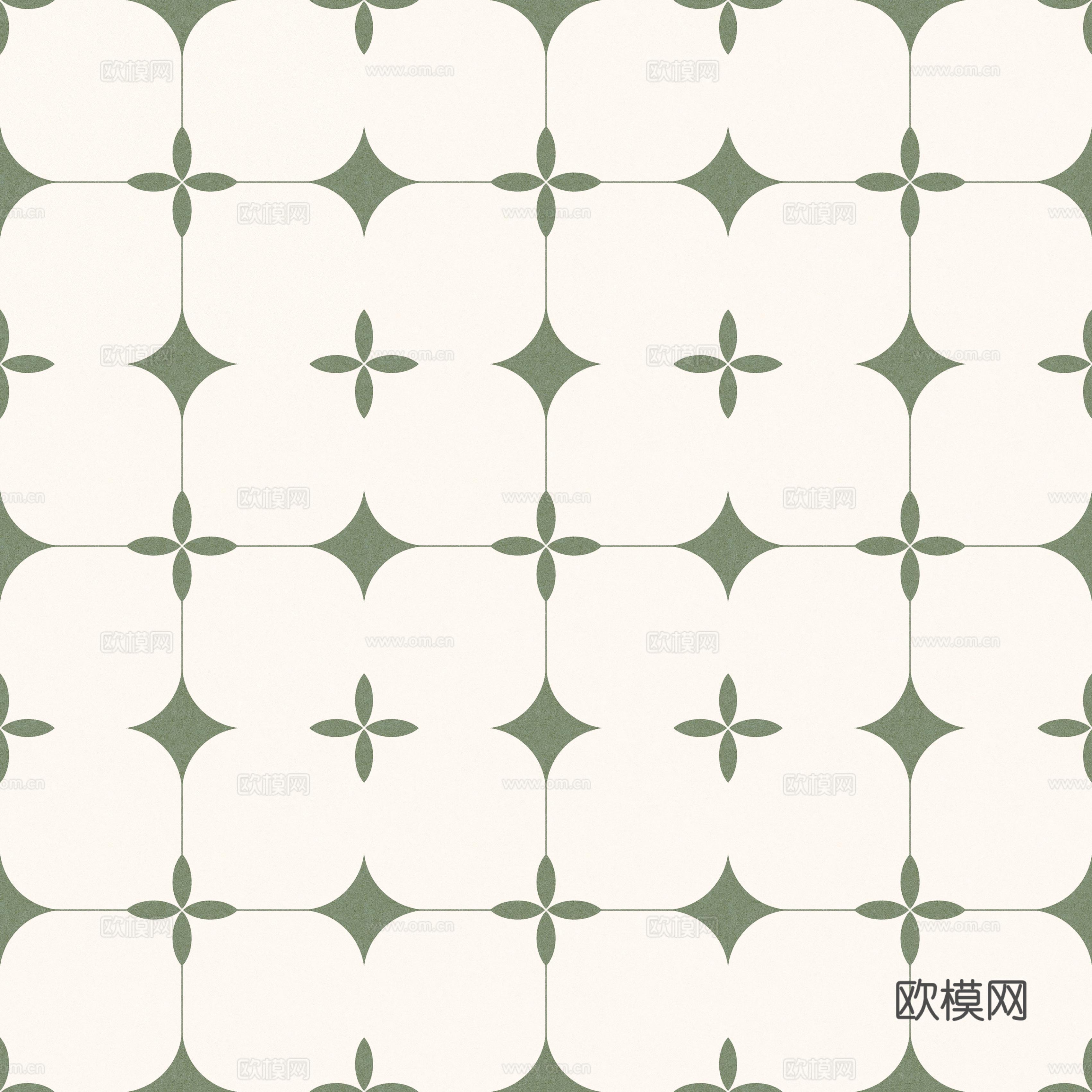 现代法式无缝绿色小法花砖贴图