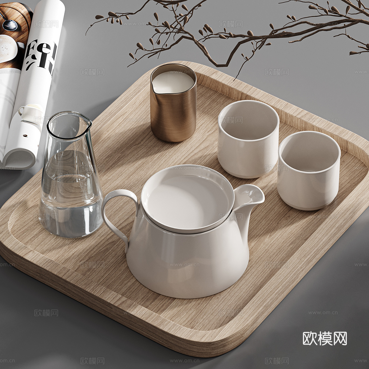 新中式茶具 饰品摆件3d模型