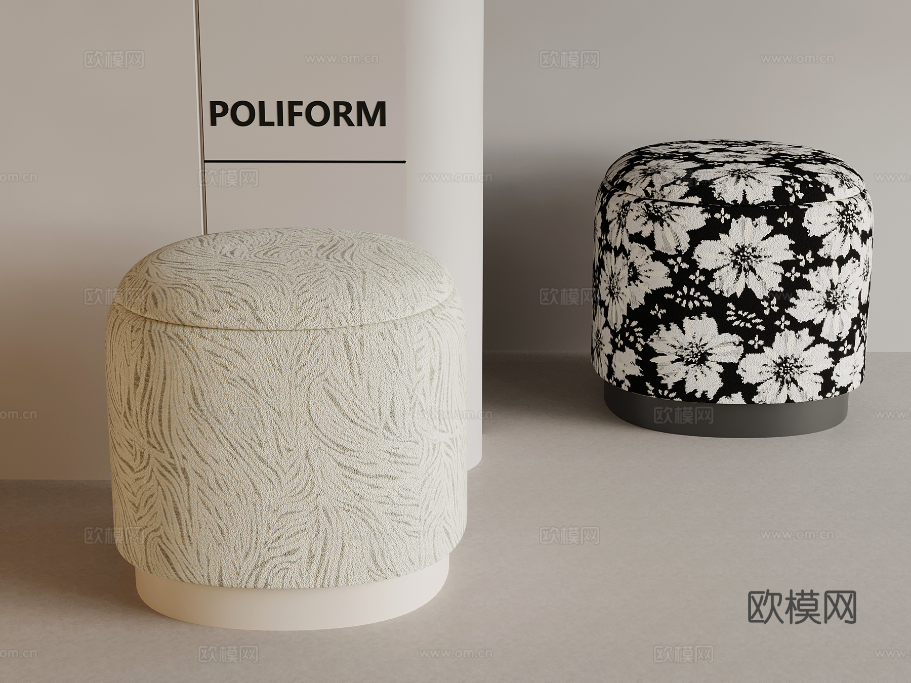 法式复古风沙发凳 换鞋凳3d模型