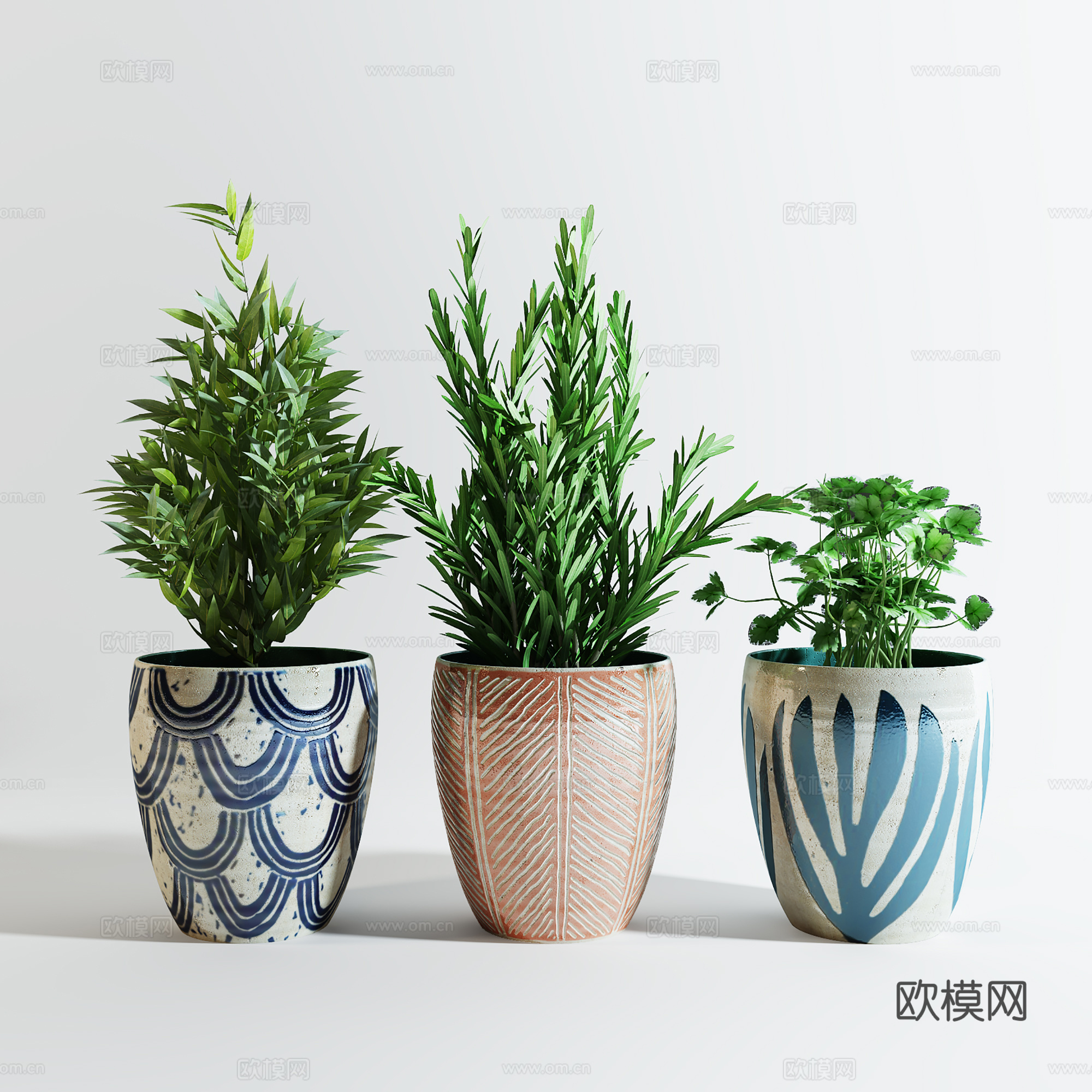 现代盆栽盆景 绿植盆栽  绿植花盆su模型