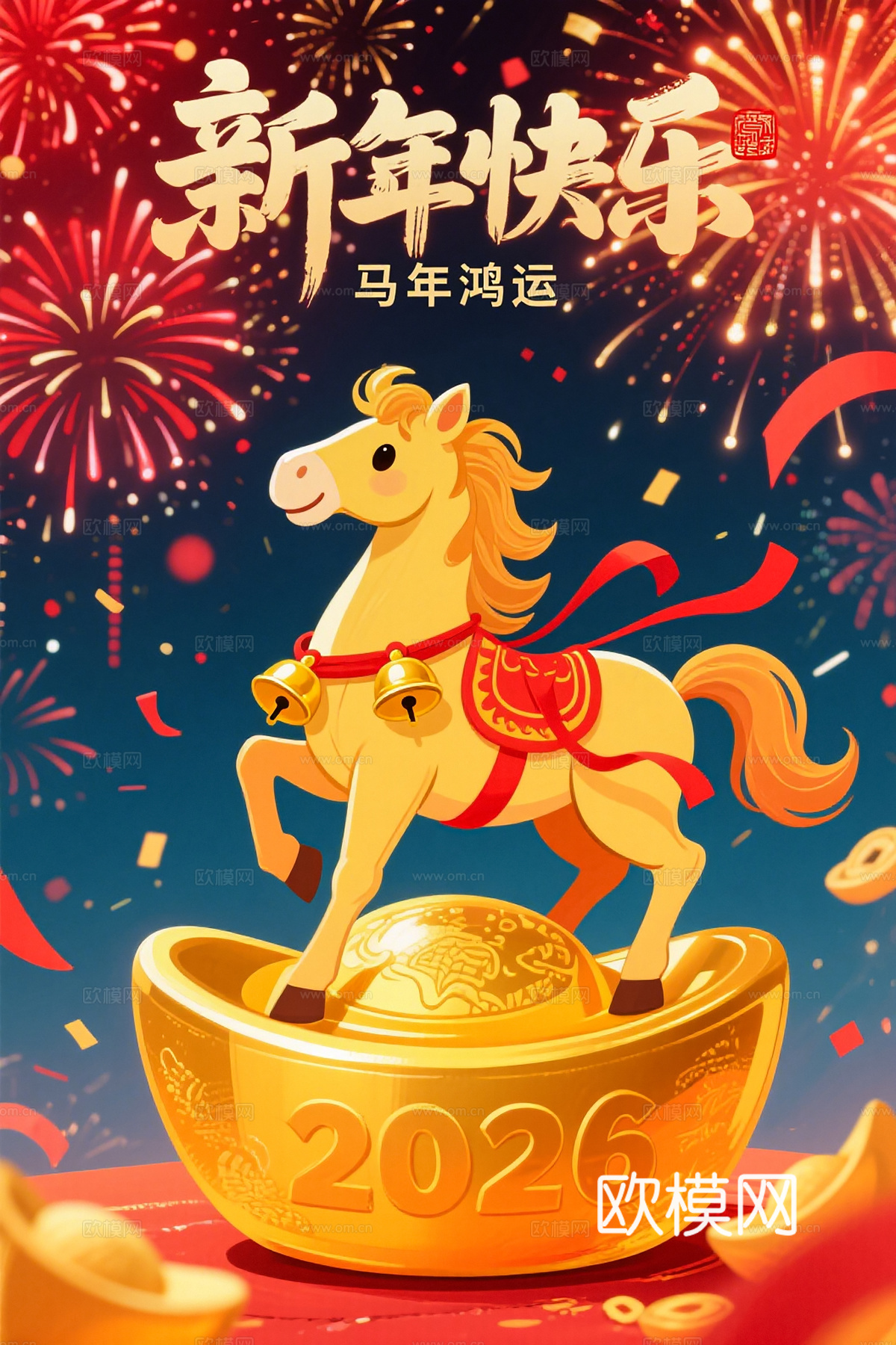 马年新年春节2026马年海报下载