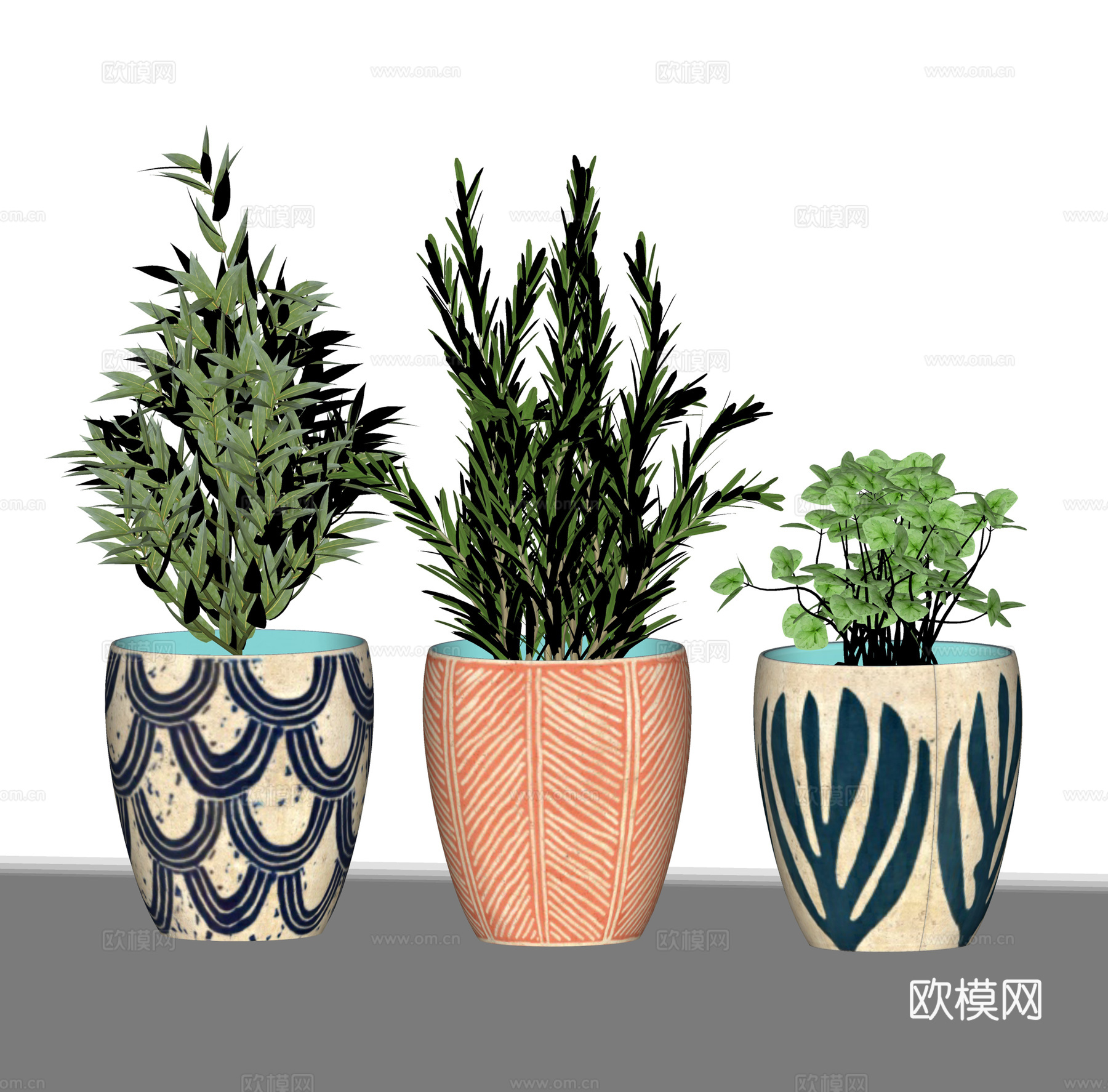 现代盆栽盆景 绿植盆栽  绿植花盆su模型