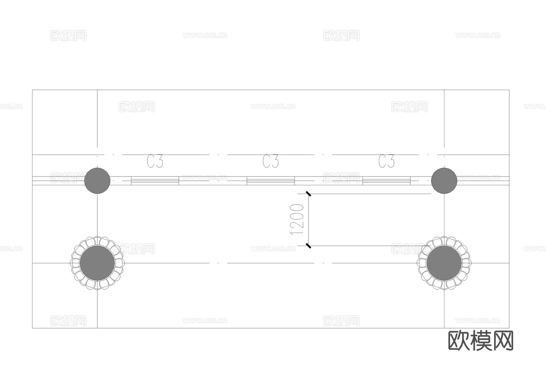 中式寺庙墙面装修cad施工图