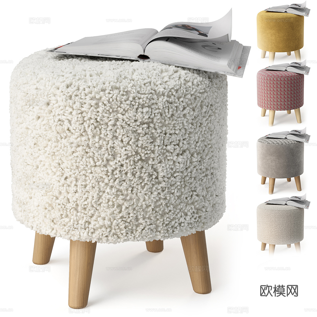 现代北欧布艺圆凳3d模型