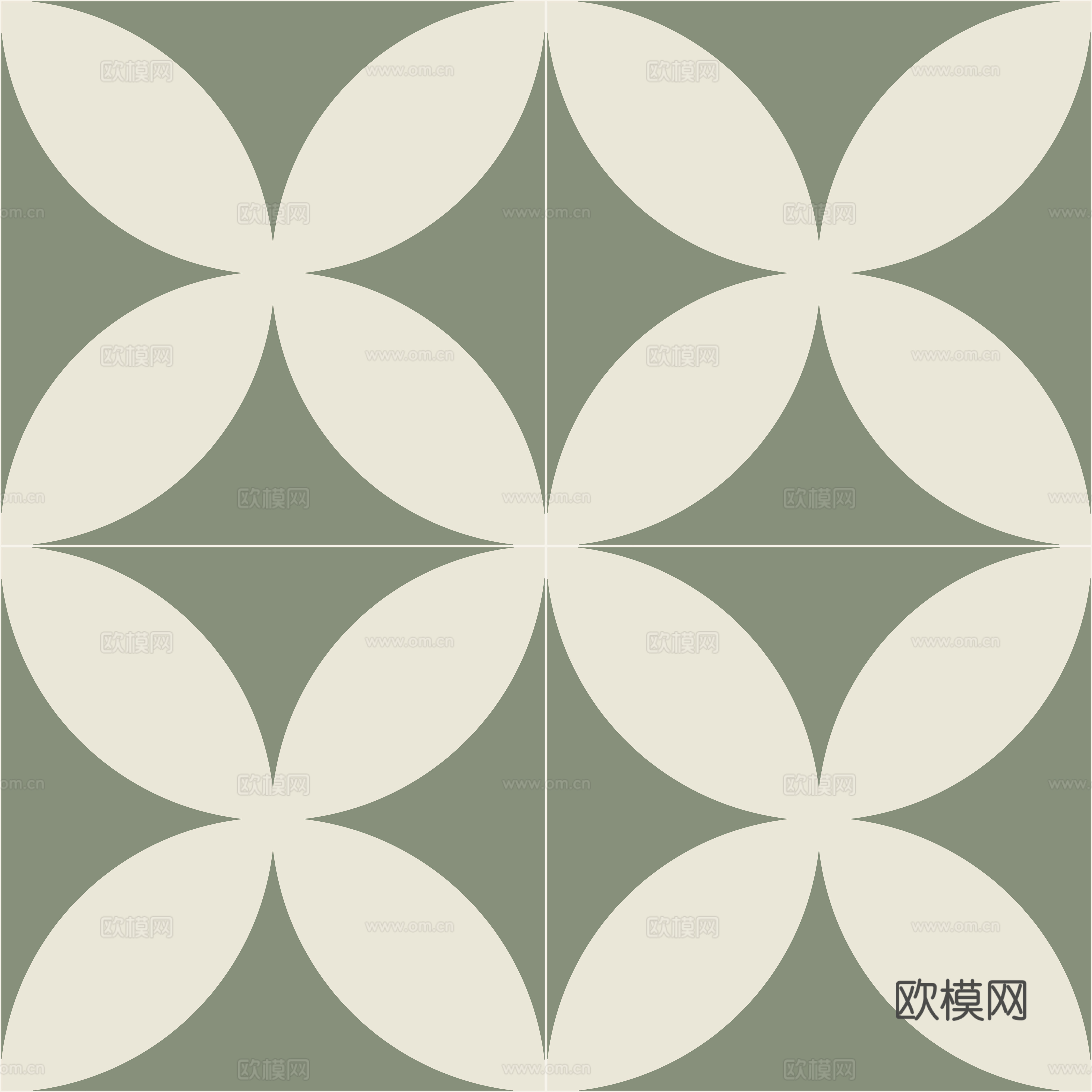 法式北欧无缝绿色复古花砖瓷砖贴图