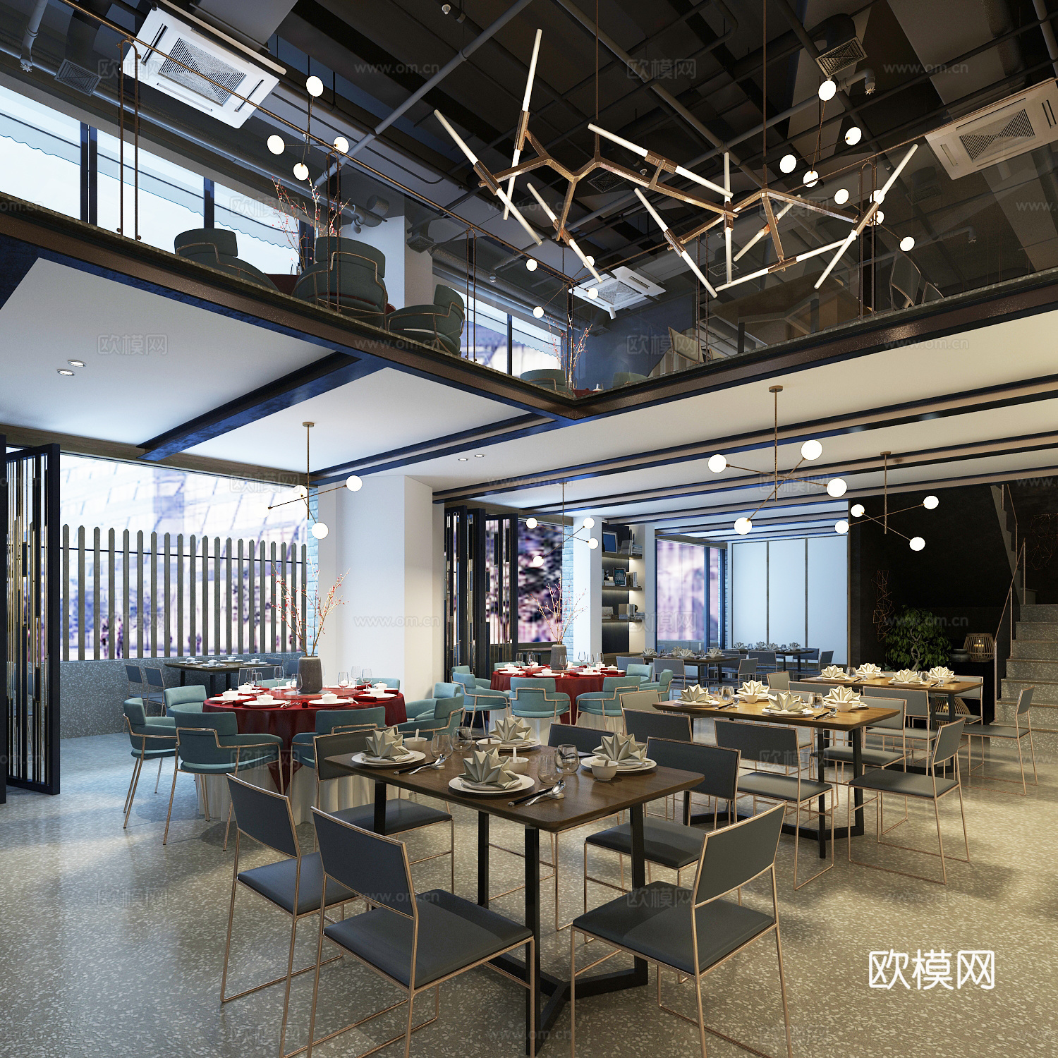 现代酒店空间3d模型