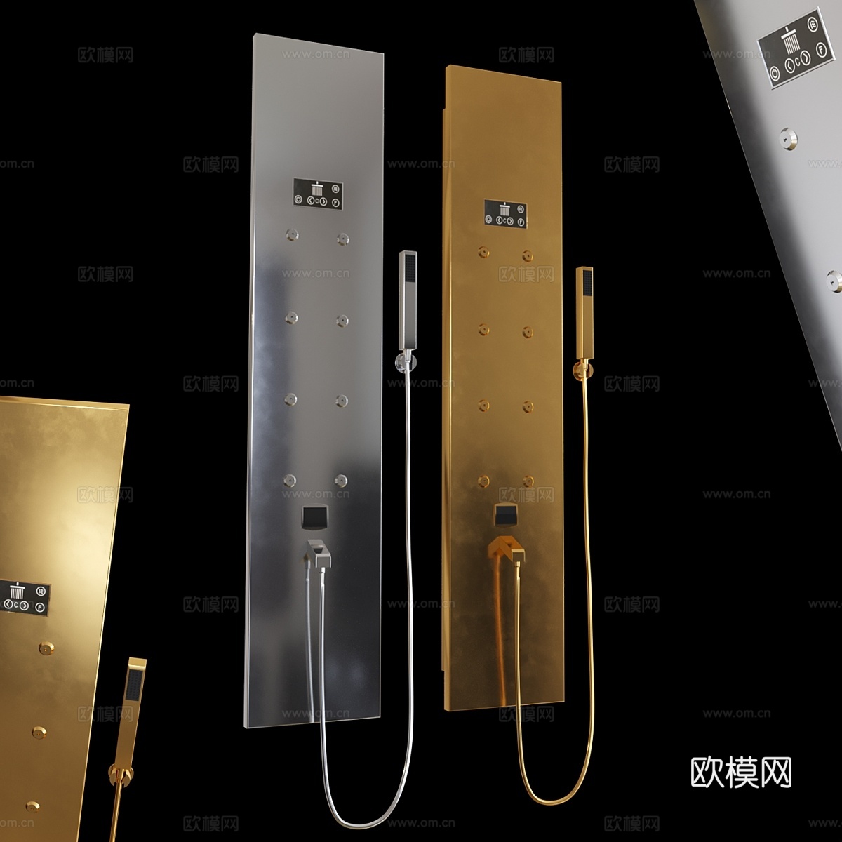 淋浴柱 OIKOS 金色铬3d模型下载
