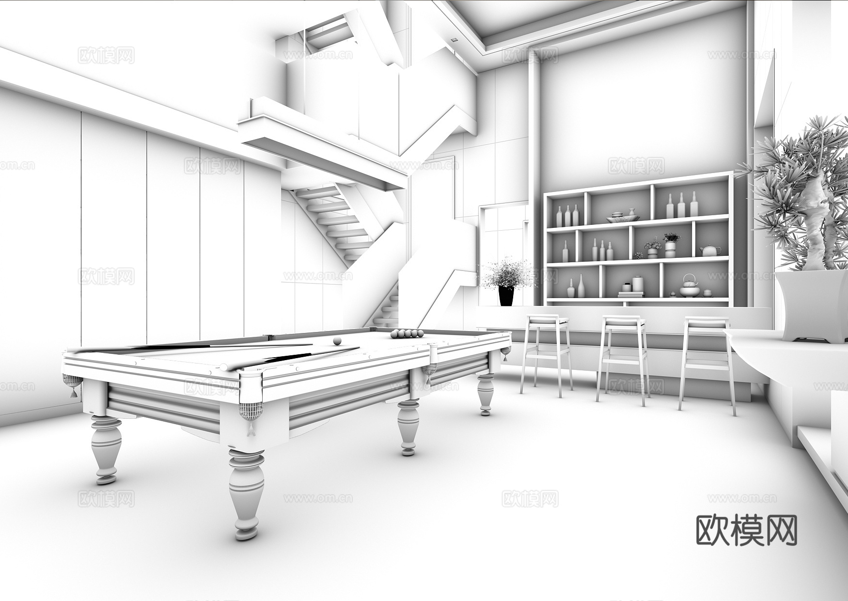 现代休闲娱乐室3d模型