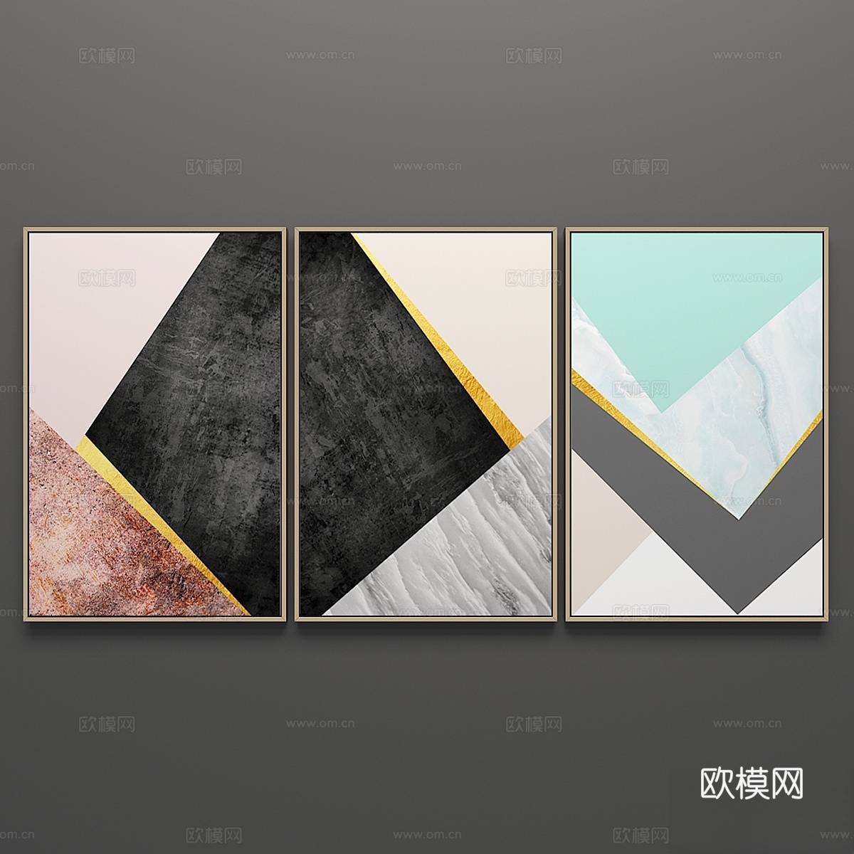 三联画套装573d模型