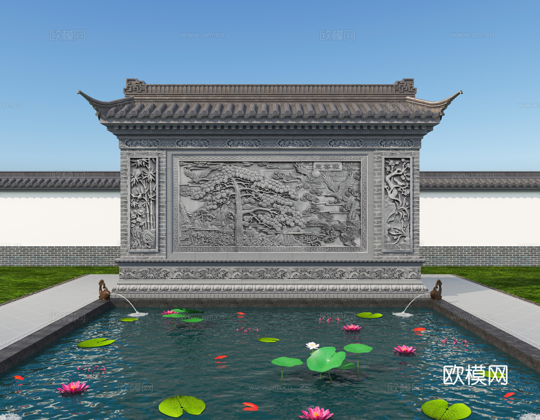 影壁 照壁 景墙su模型