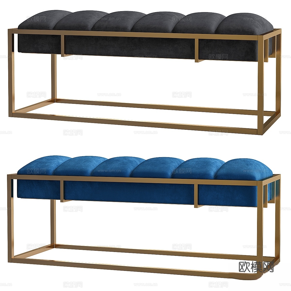 南方企业莫娜铬合金软垫长凳3d模型下载