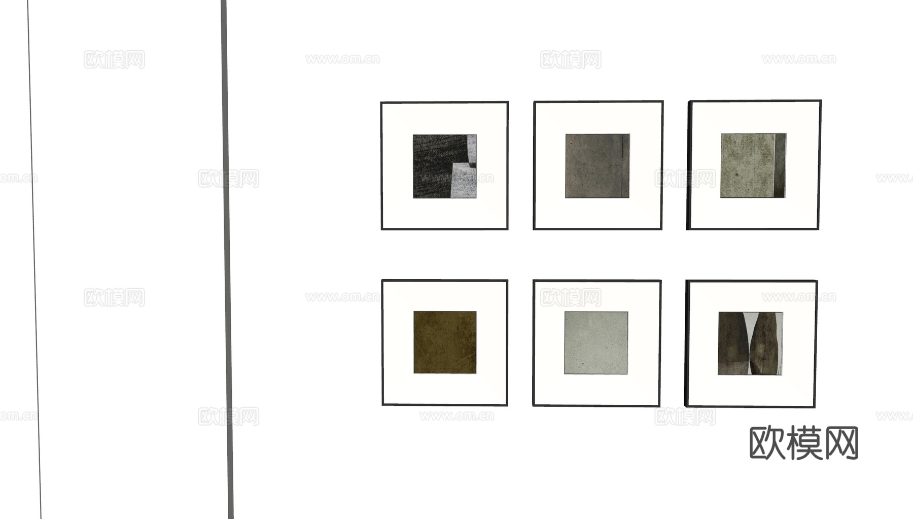 现代极简装饰画 侘寂中古风挂画 奶油风装饰画 意式挂画 黑白su模型