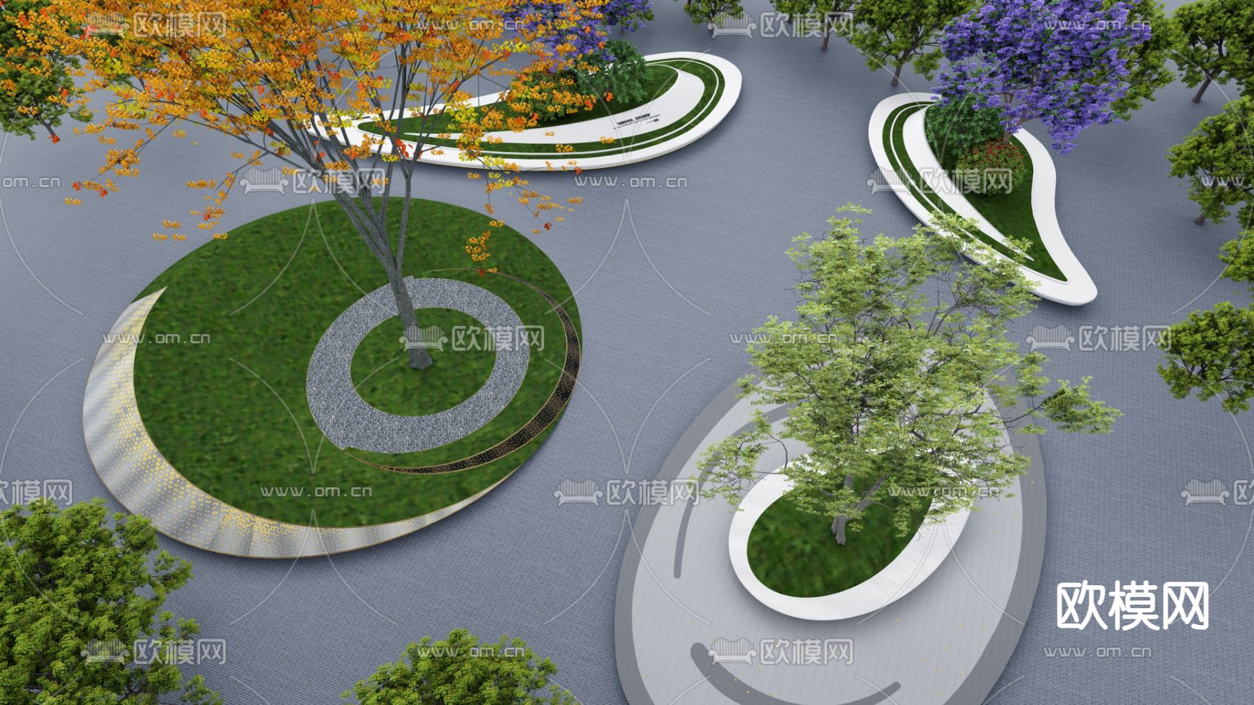景观树池 种植池 花池座椅su模型下载（渲染图1）