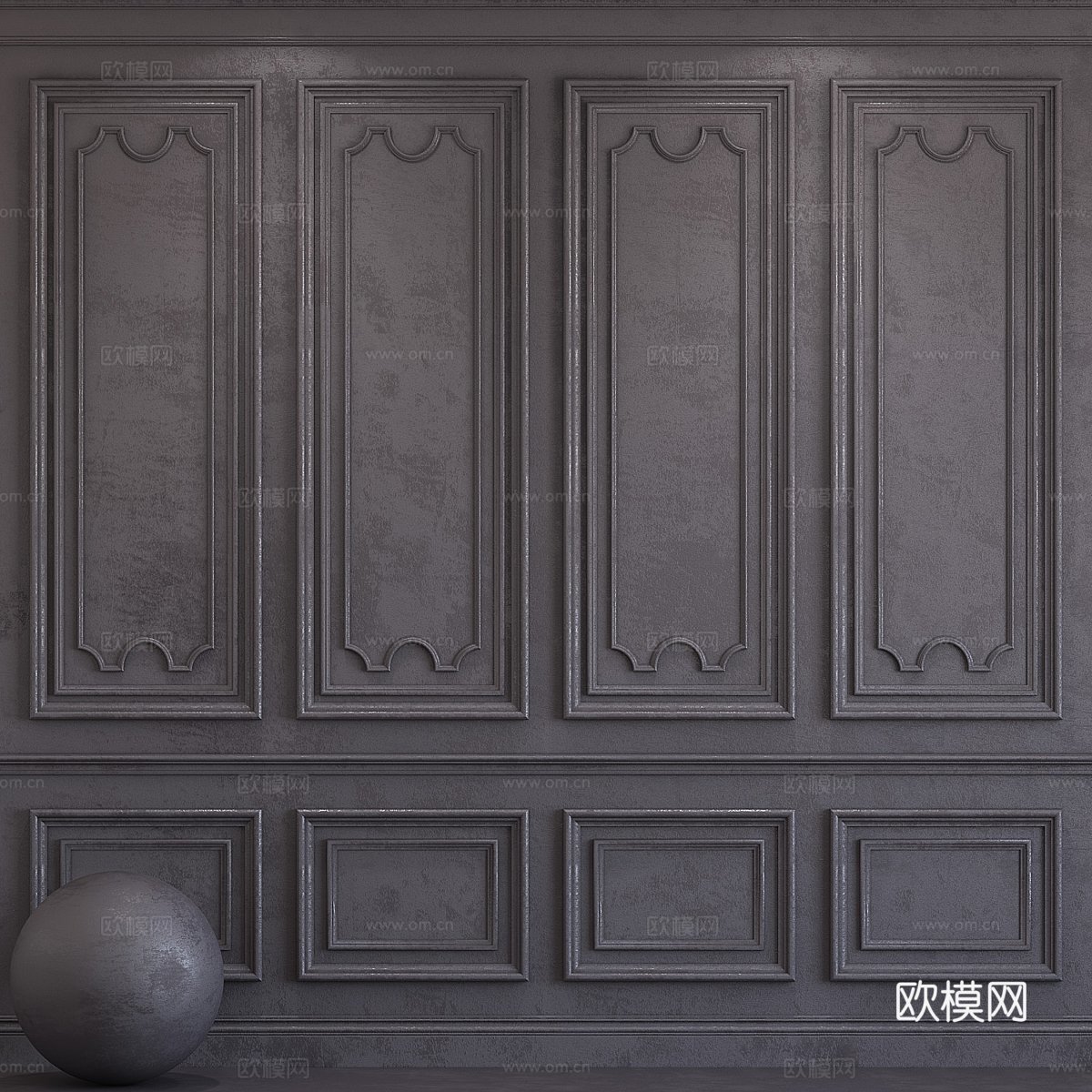 带装饰线条的装饰性灰泥353d模型