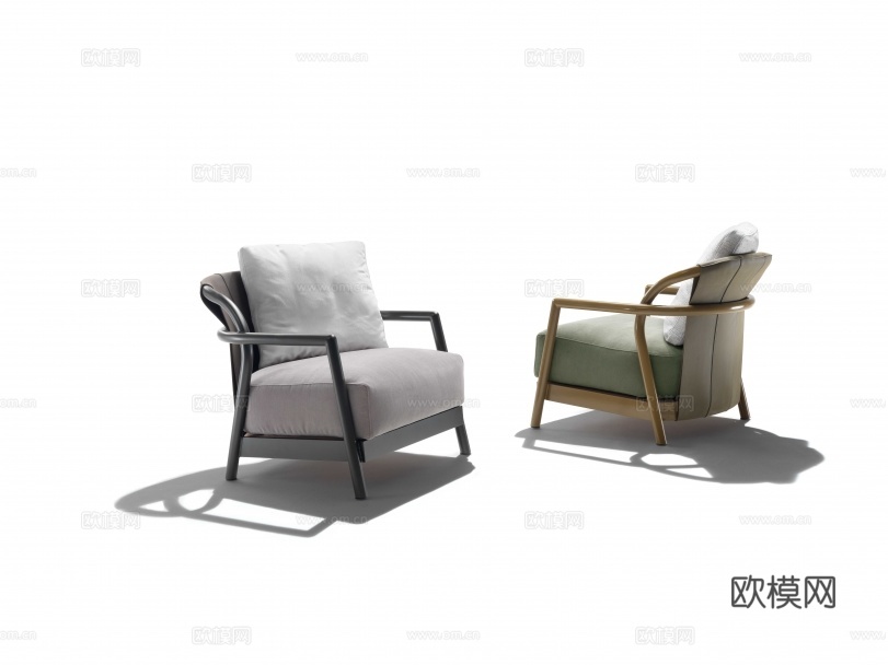 flexform 意式扶手椅3d模型下载（渲染图2）