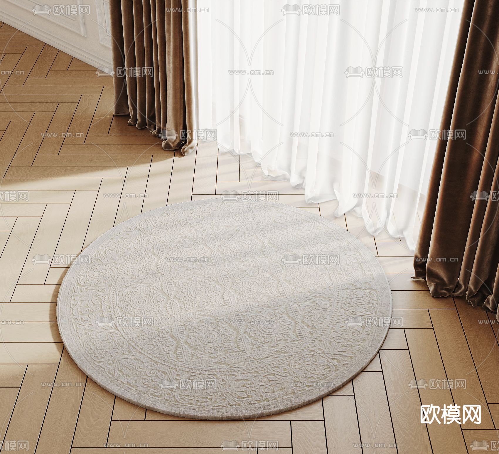 欧式地毯 圆地毯3d模型下载