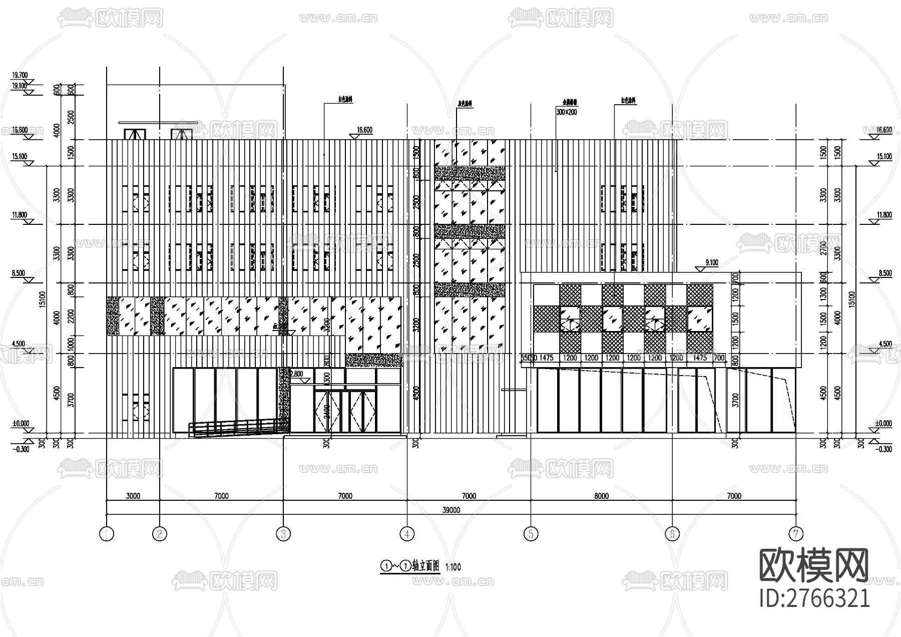 办公楼全套cad施工图下载（渲染图3）