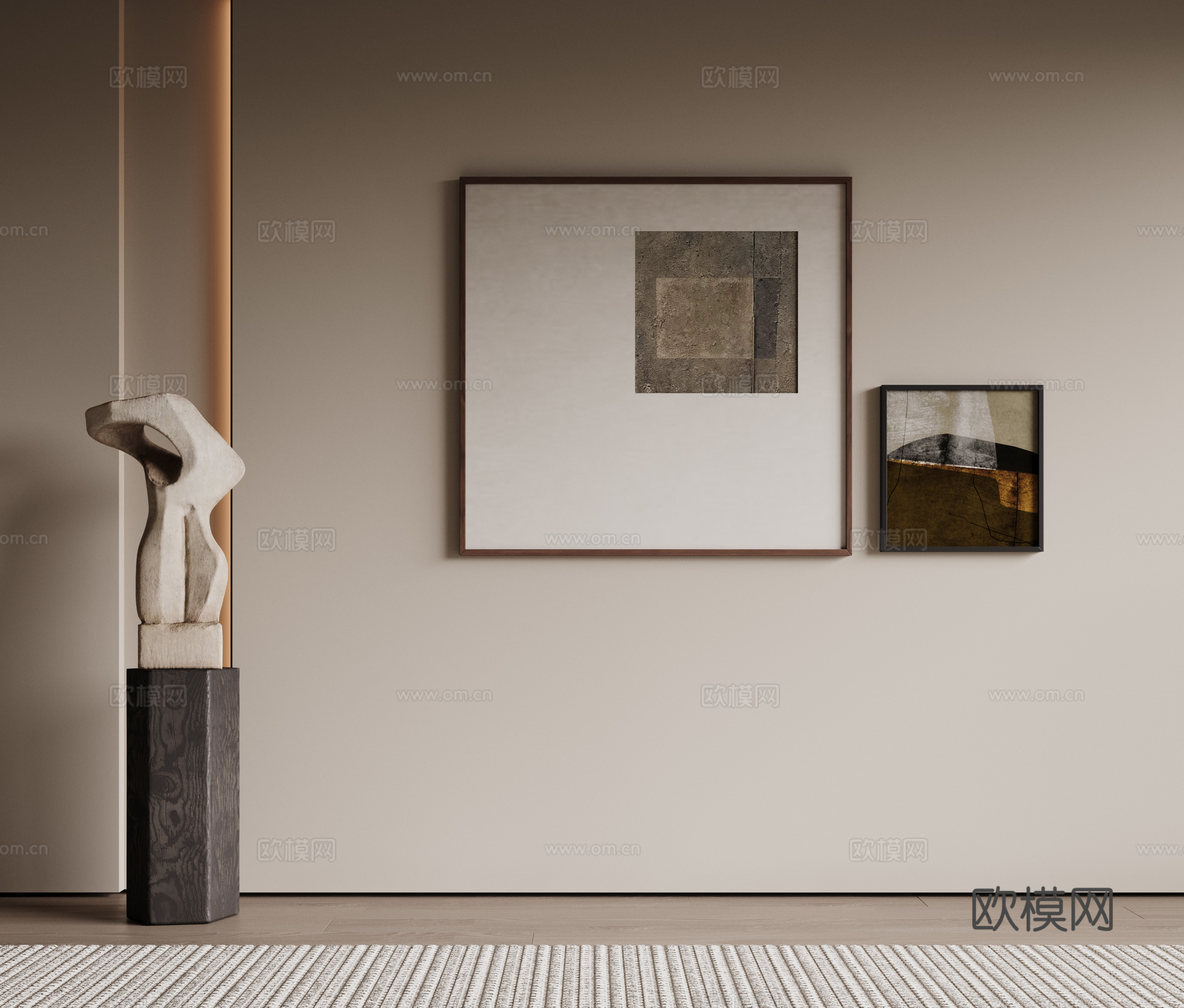 现代极简装饰画 侘寂中古风挂画 奶油风装饰画 意式挂画 黑白su模型
