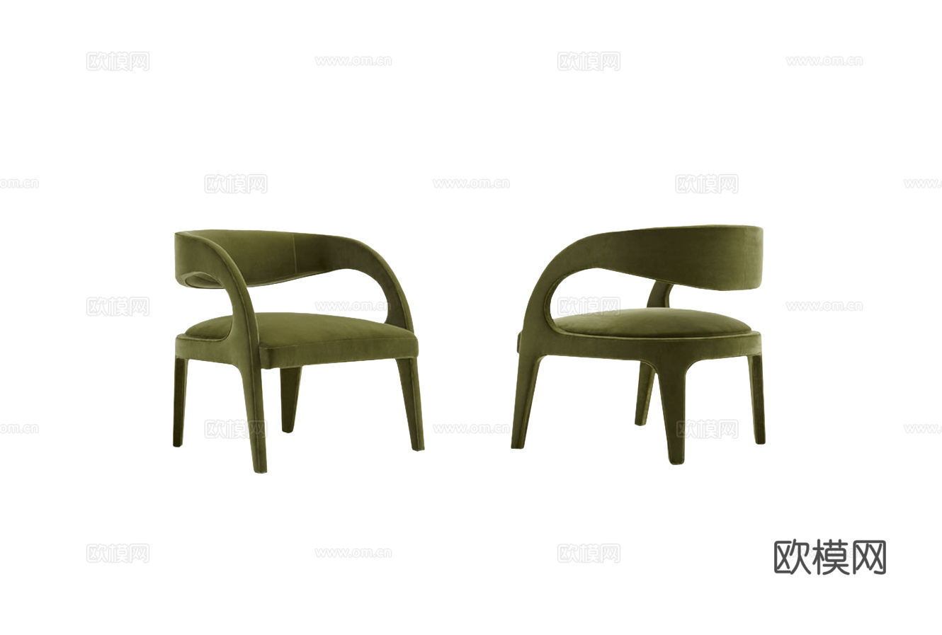 FENDI 简欧休闲椅3d模型下载（渲染图1）