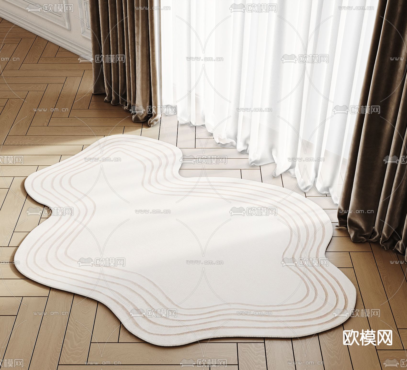 几何地毯 异形地毯3d模型