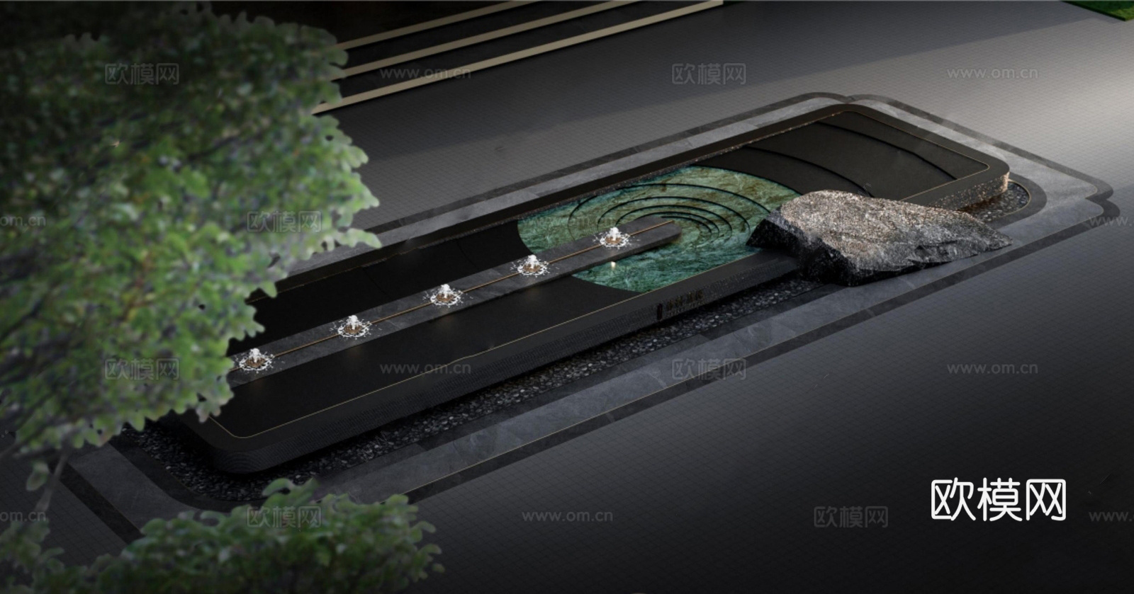 现代景观入口   展示区水景su模型