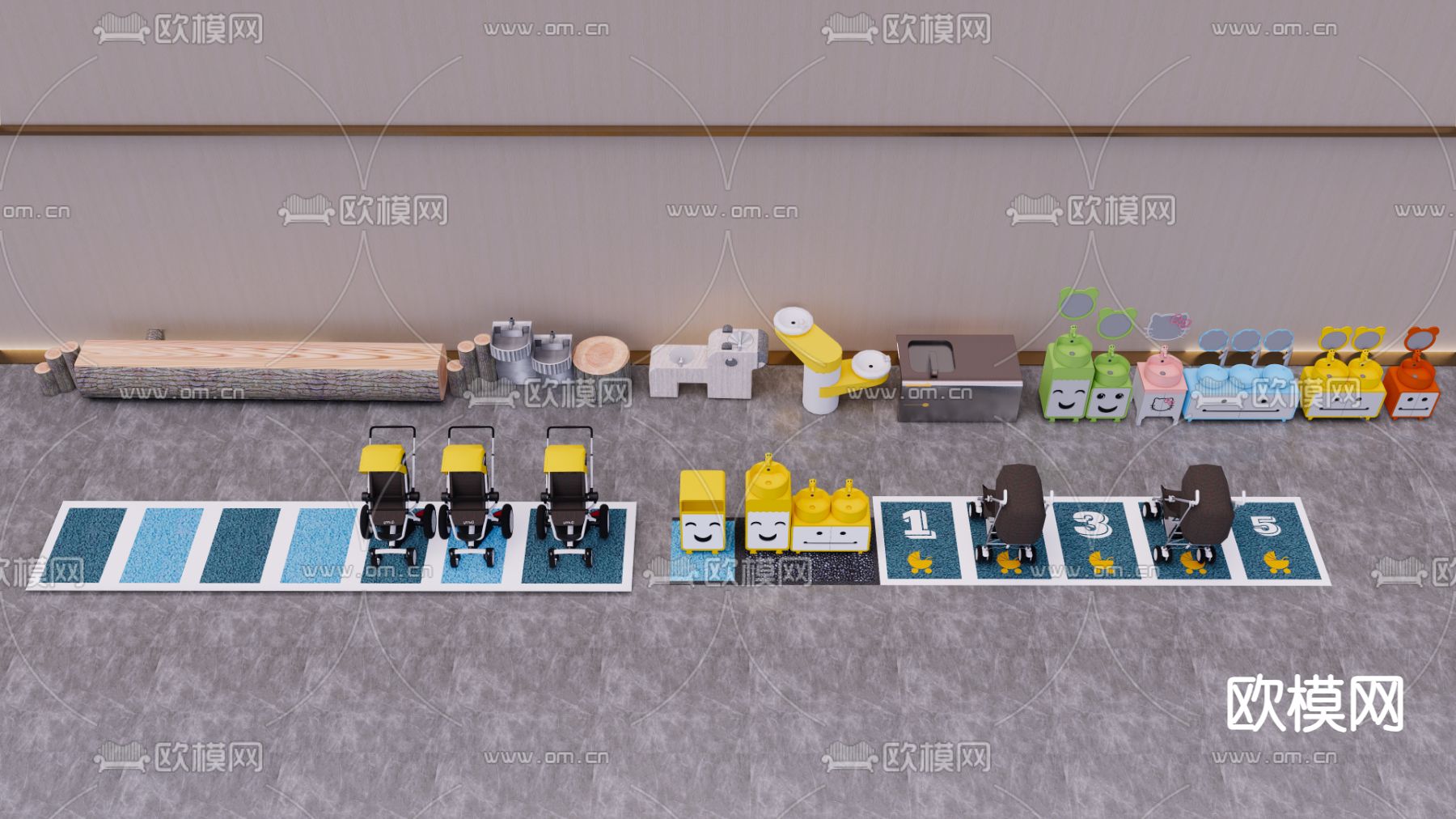 儿童用品 婴儿车 洗手池su模型下载（渲染图1）