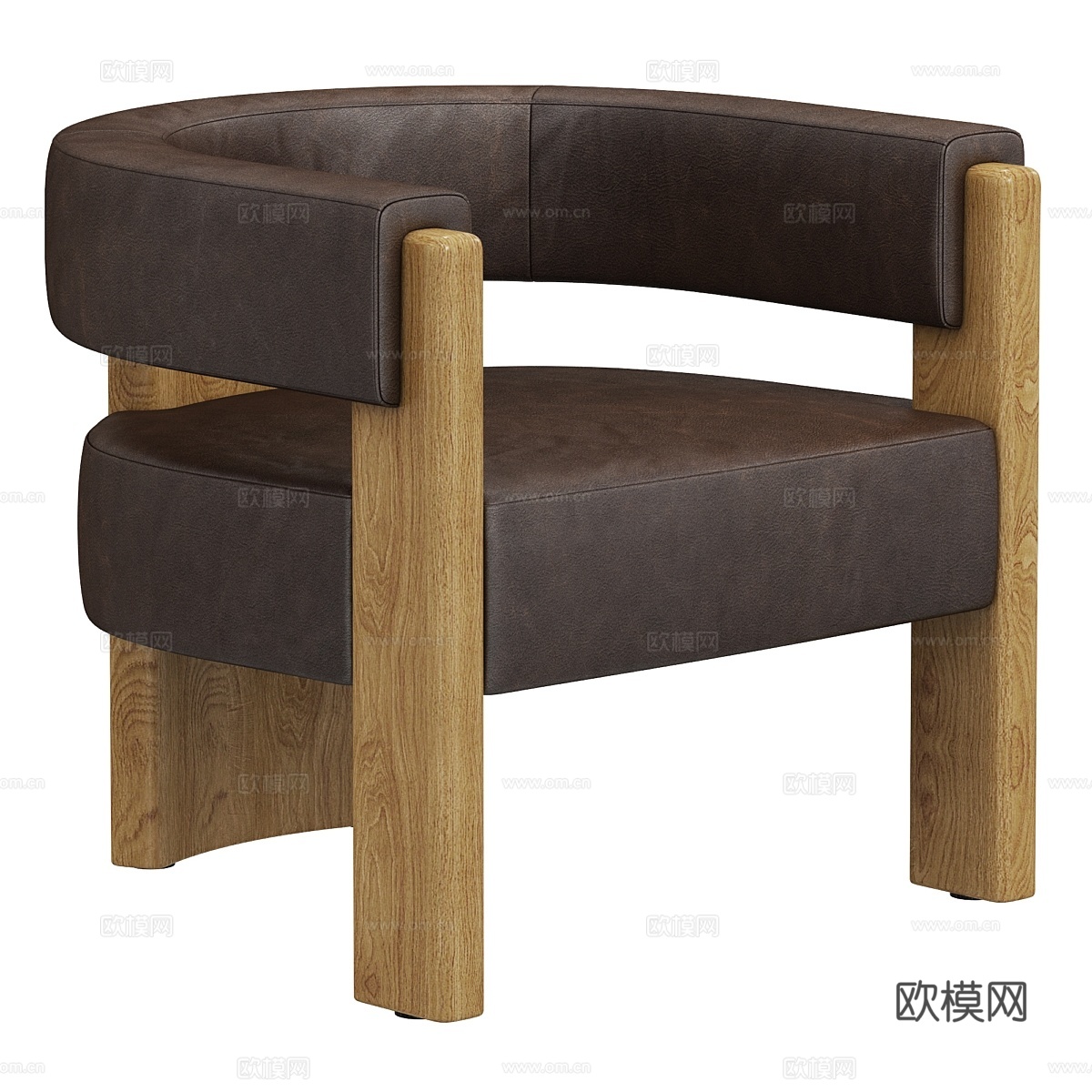 Restoration Hardware Lido 皮革椅子3d模型