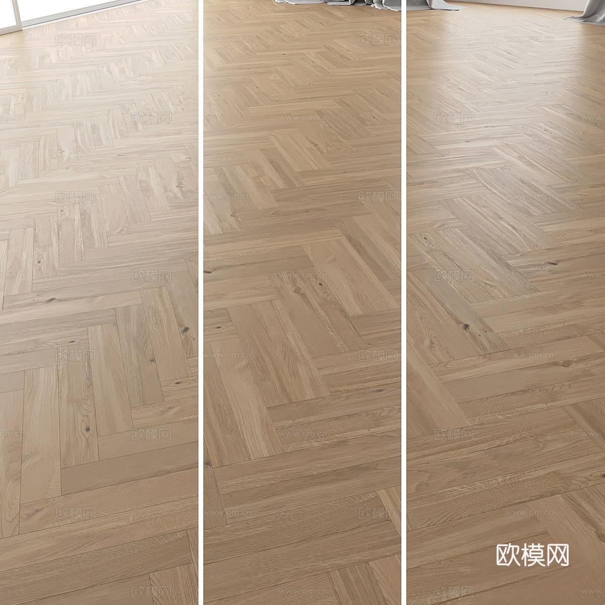 实木地板 橡木（糖蜜打磨）套装23d模型