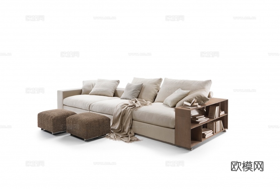 flexform 意式三人沙发3d模型下载（渲染图1）
