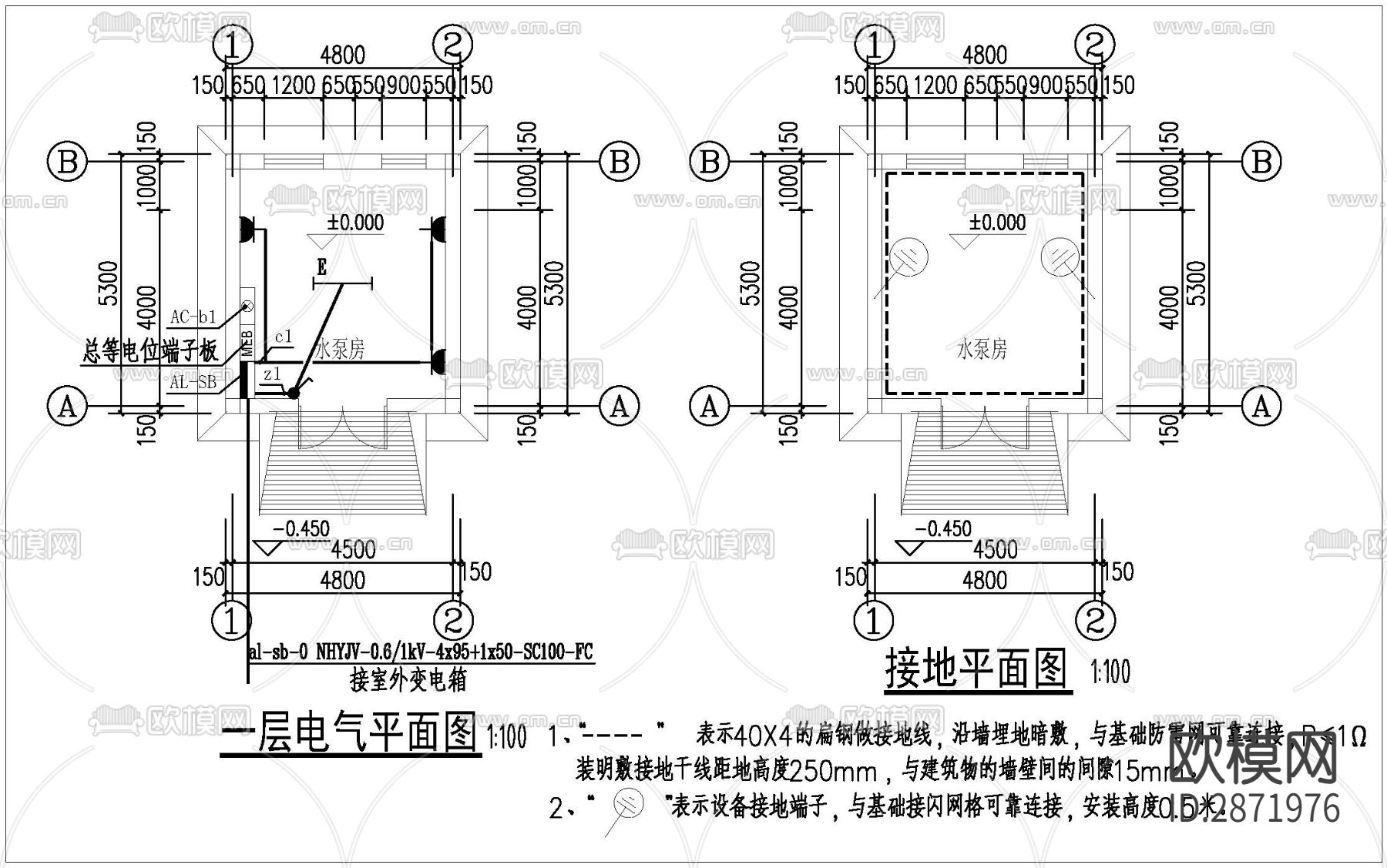 水泵房全套cad施工图下载（渲染图7）
