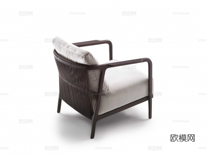 flexform 原木风单人沙发3d模型下载（渲染图2）