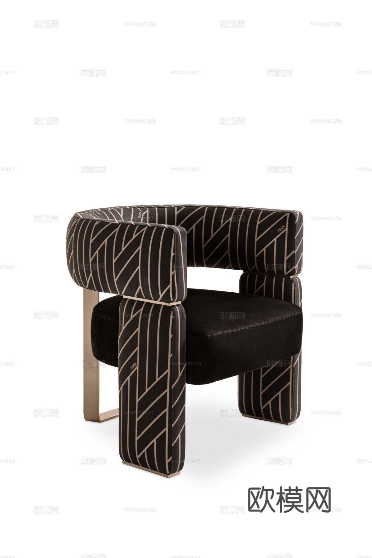 FENDI 轻奢扶手椅3d模型下载（渲染图1）