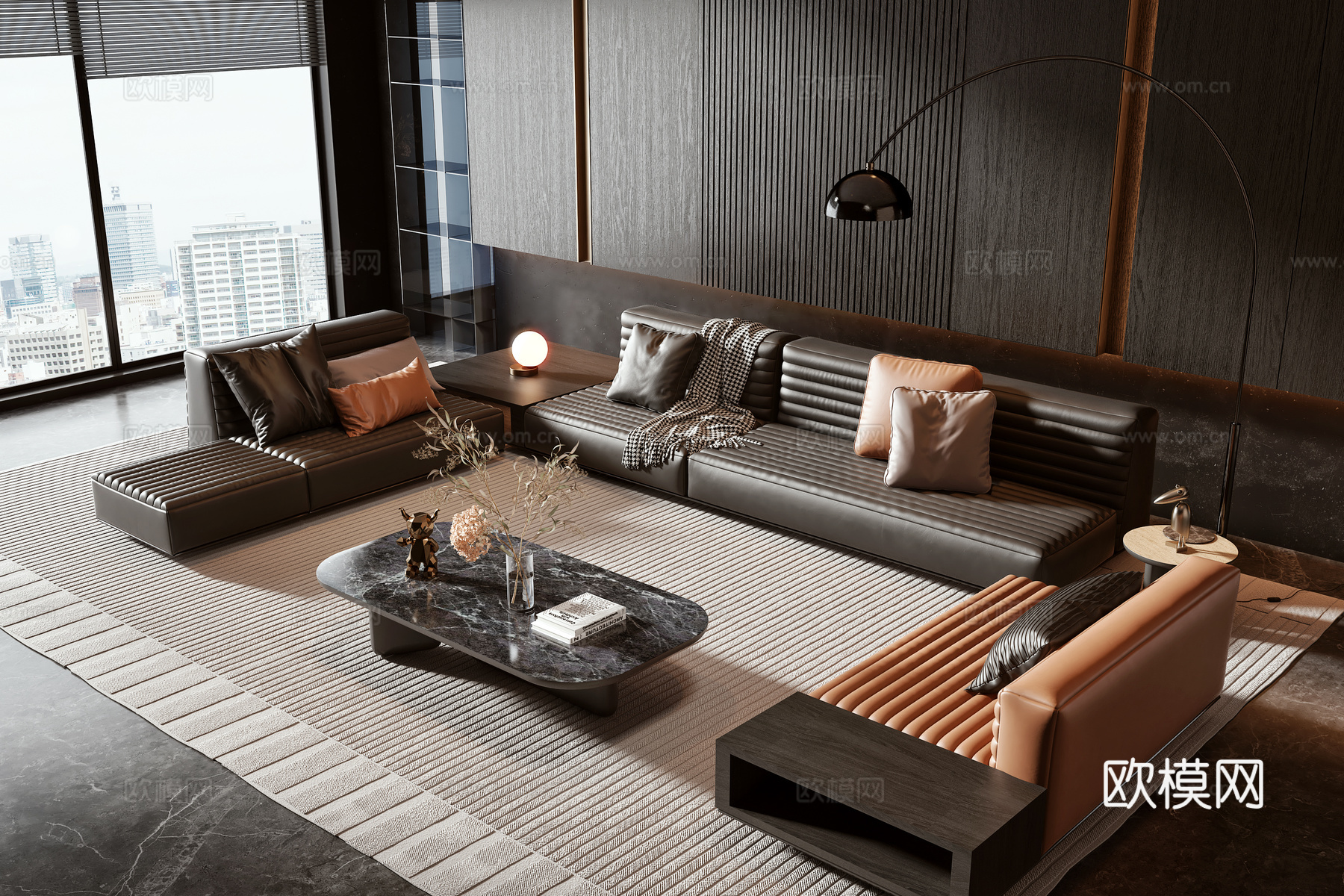 Minotti现代沙发茶几组合3d模型