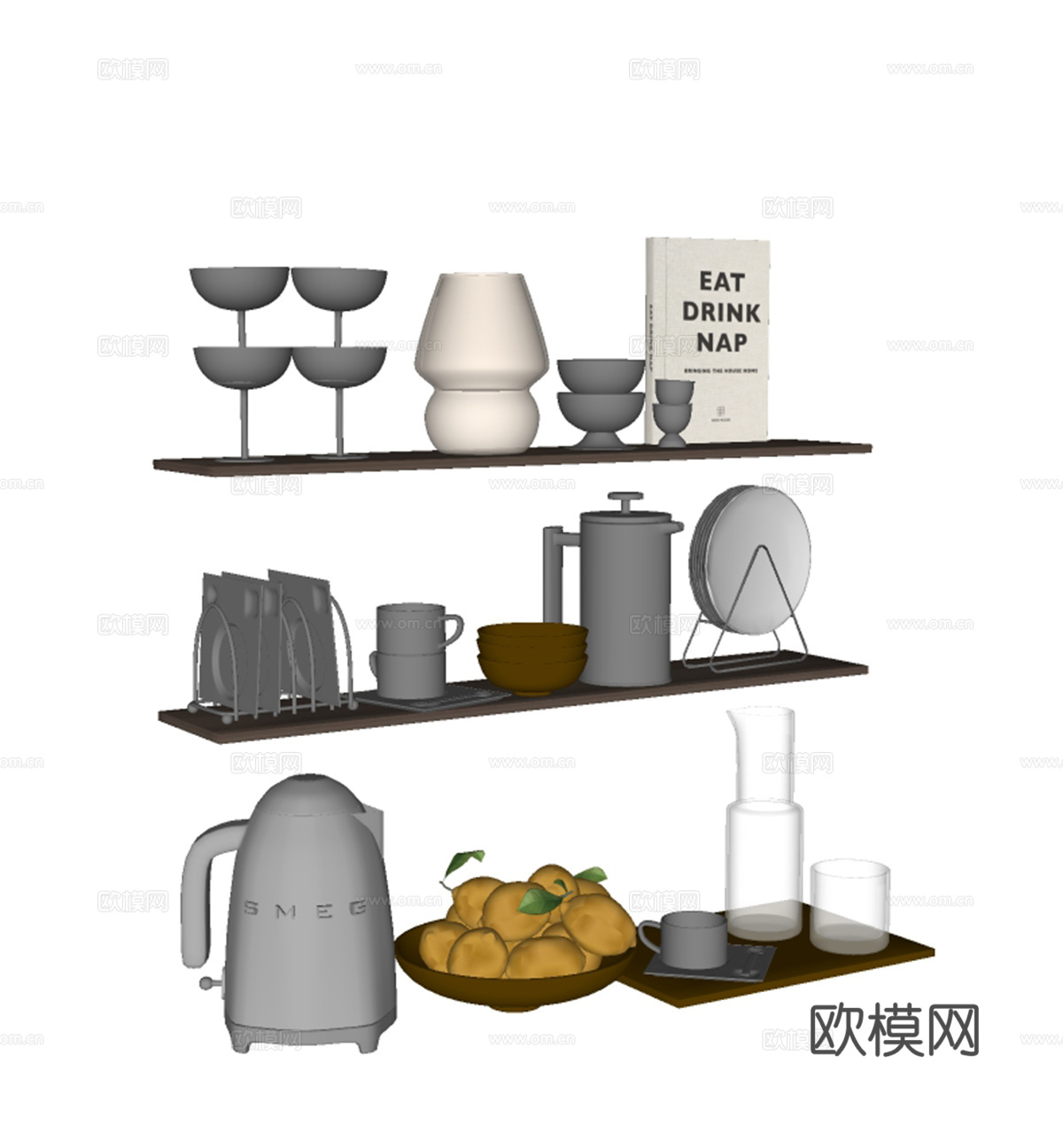 现代饰品摆件组合su模型