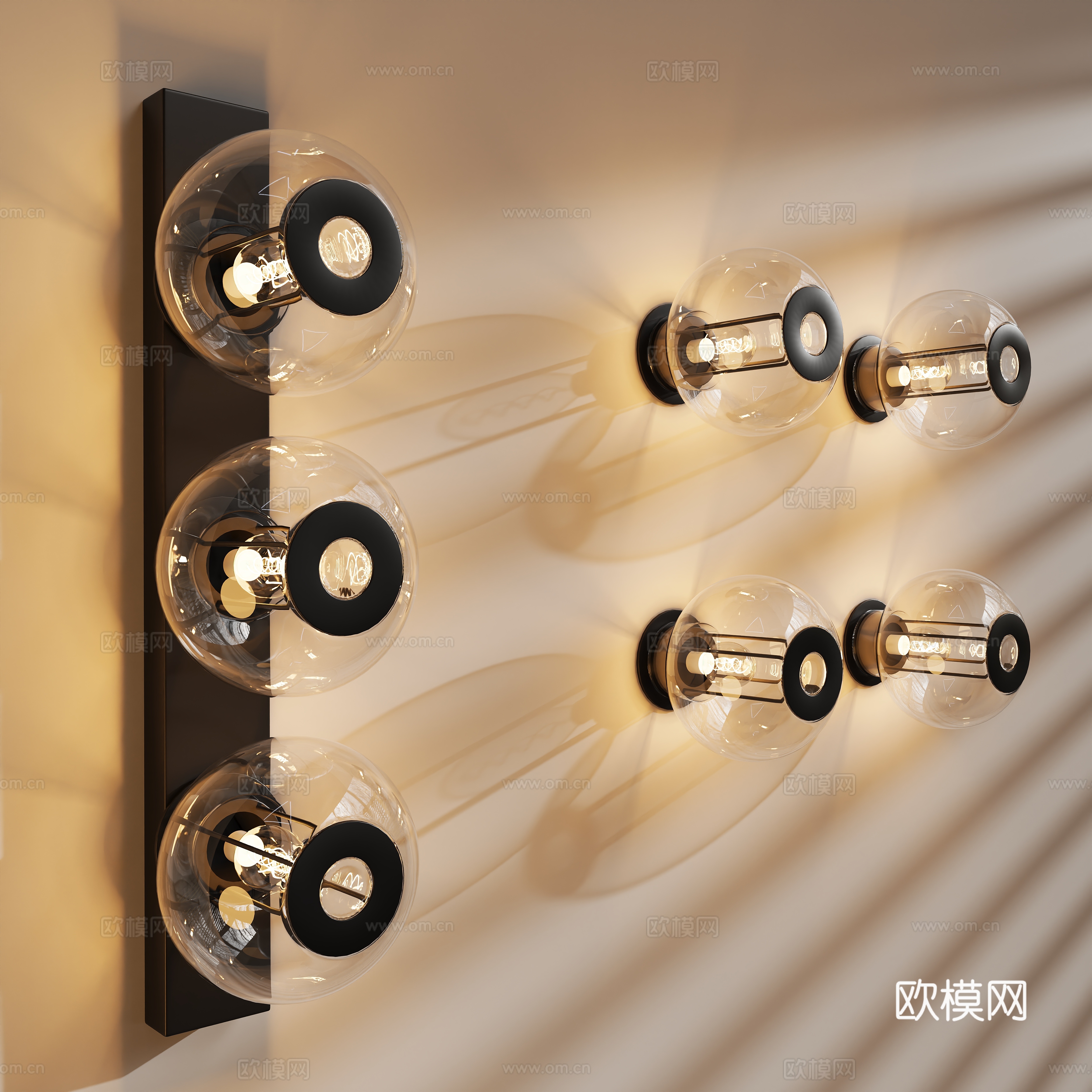现代玻璃壁灯su模型